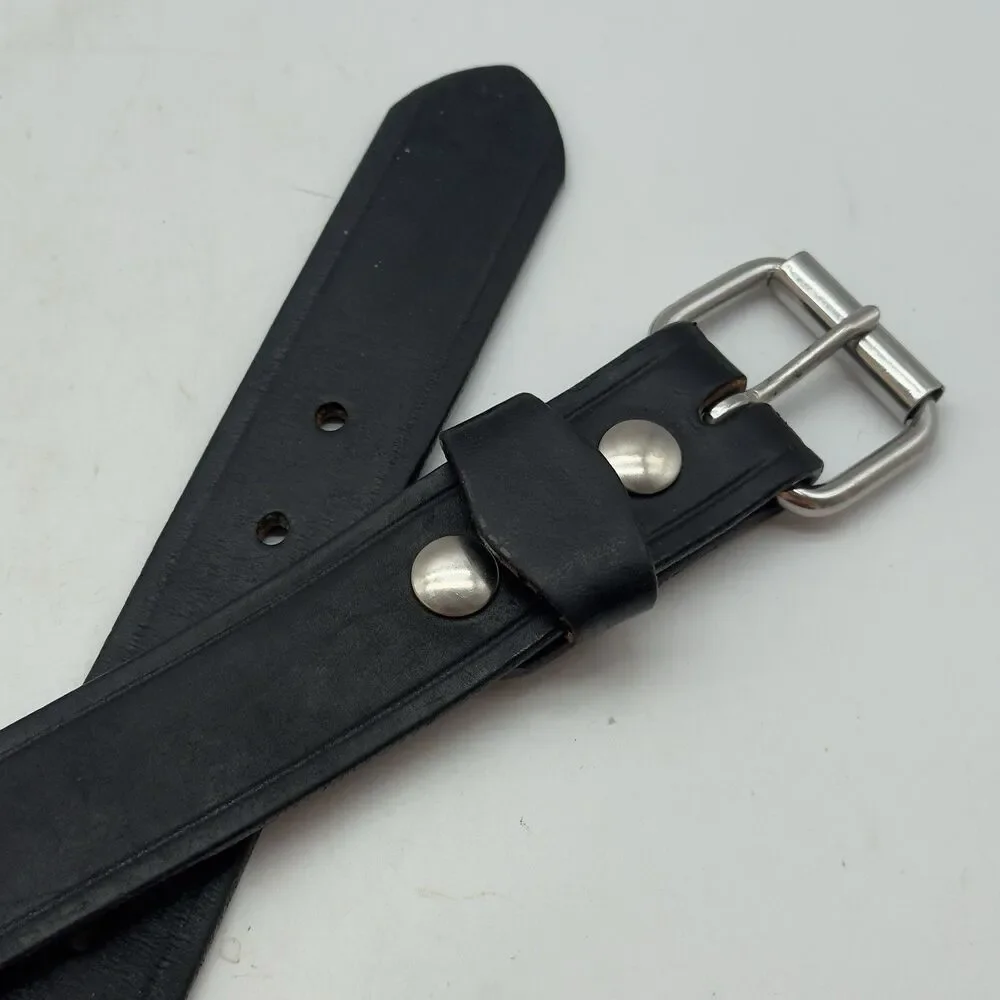 Brenneman's Leather Goods USA 570 Belt Men's size 40 Black Silver Roller Buckle
